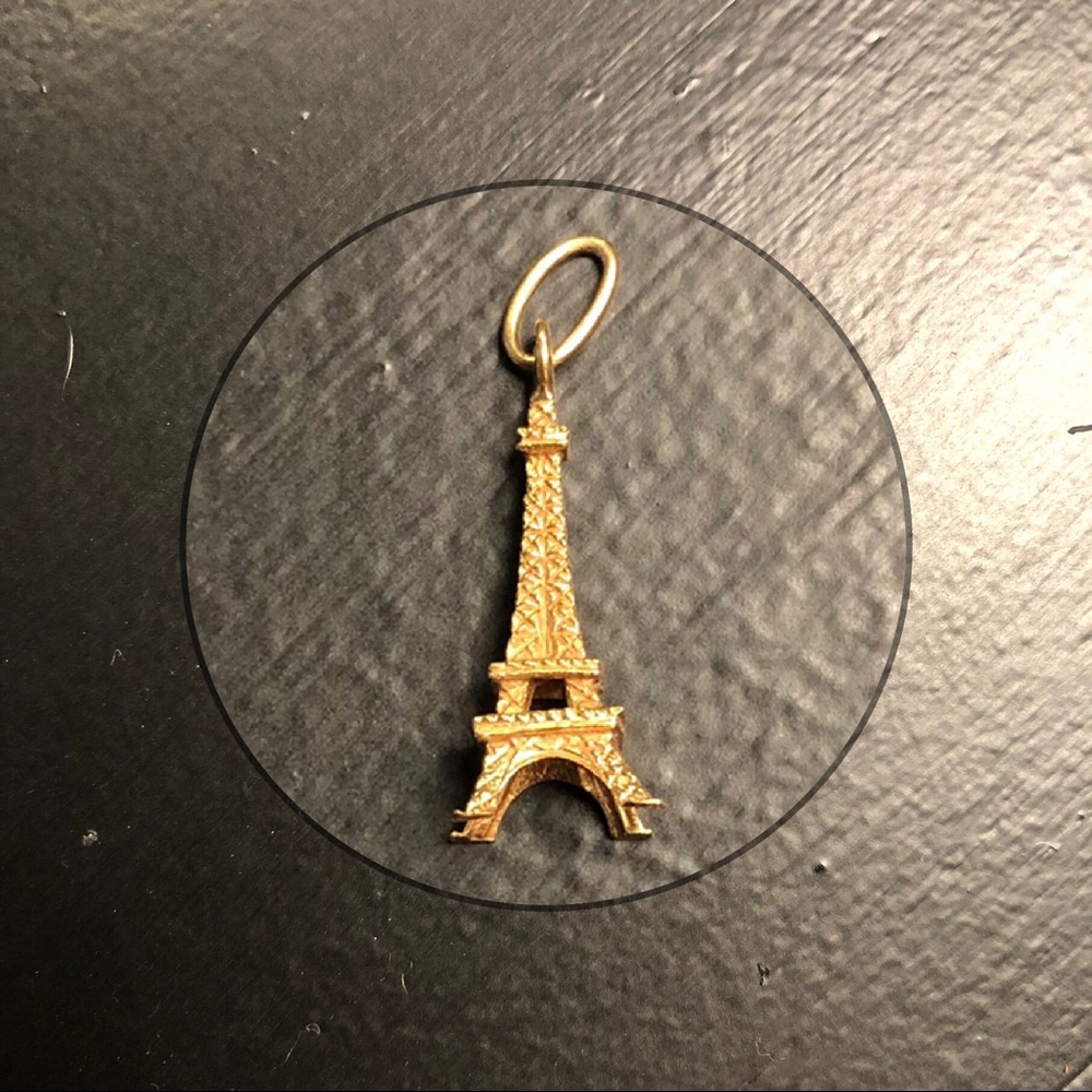 14k Solid Yellow Gold Small Eiffel Tower 3D Charm